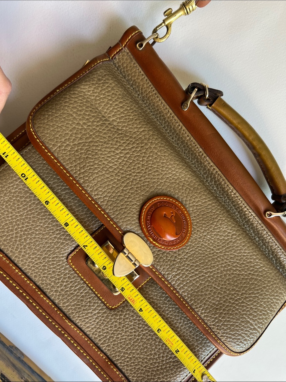 Dooney & Bourke Taupe and Brown Leather Top-Handle Satchel - Picture 7 of 11